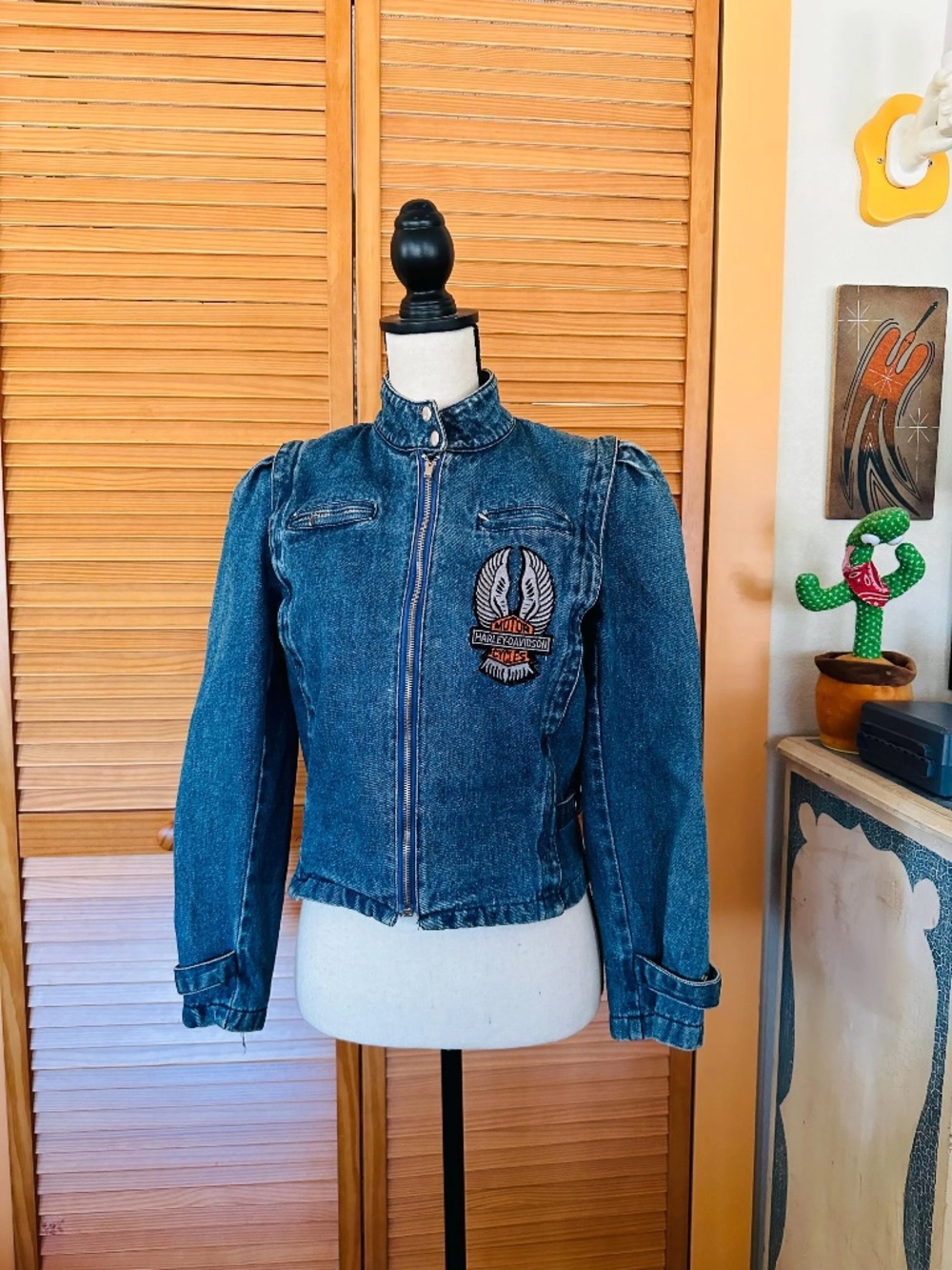 Vintage HARLEY DAVIDSON 80s Denim Motorcycle JACKET